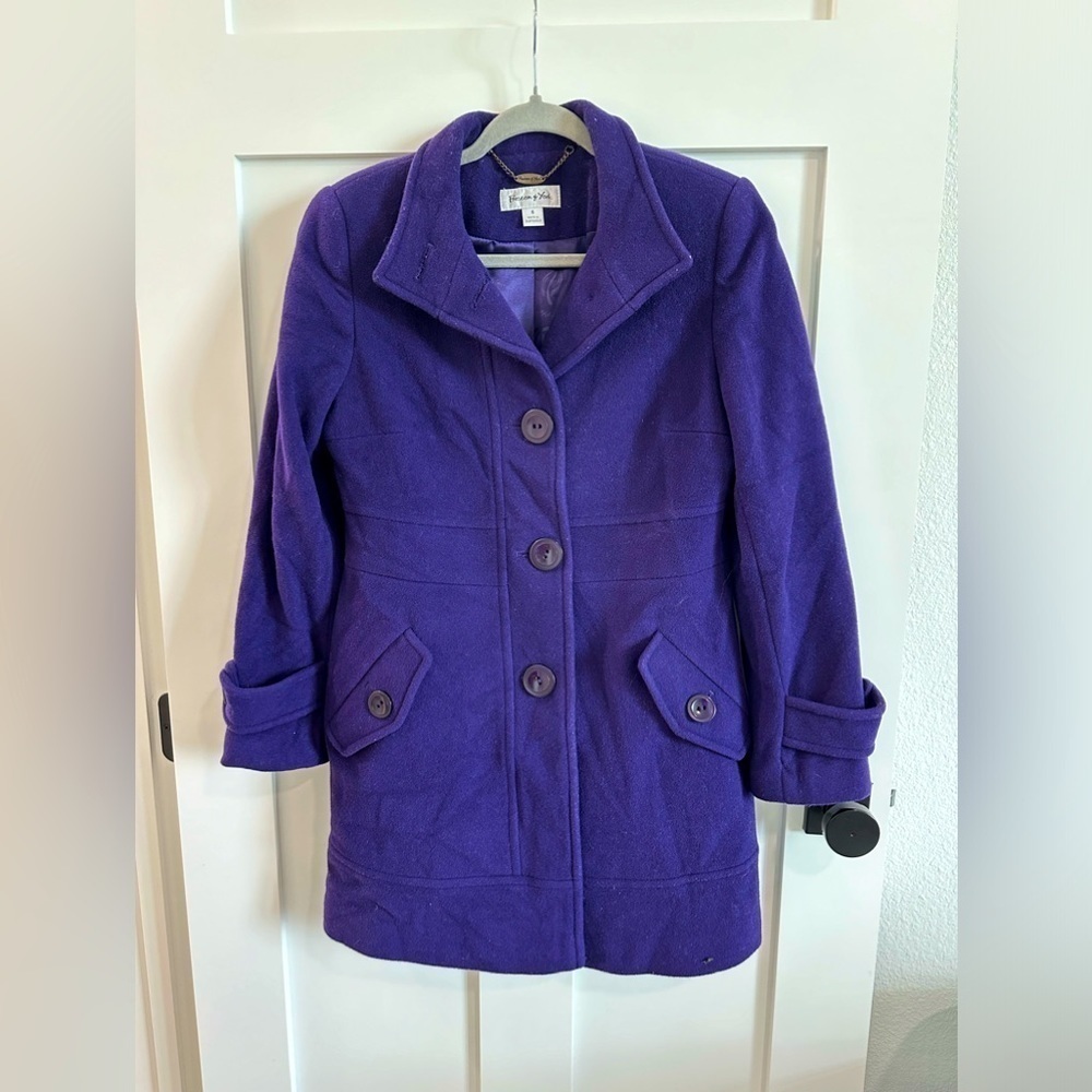Preston & York Women's Size 6 Longline Peacoat Imperial Purple Wool Dress Coat